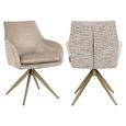 Lisonne Natural Khaki Velvet Fabric Swivel Dining Chair with Brushed Gold Legs