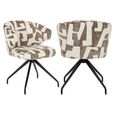 Milly Moss Fabric Graffic Swivel Dining Chair with Black Legs
