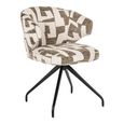 Milly Moss Fabric Graffic Swivel Dining Chair with Black Legs