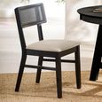 Annika Dining Chair - Set of 2 - Black and Beige - Rattan and Fabric