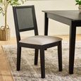 Knoxley Dining Chair - Set of 2 - Black and Cream - Rattan and Fabric