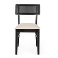 Annika Dining Chair - Set of 2 - Black and Beige - Rattan and Fabric
