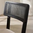 Annika Dining Chair - Set of 2 - Black and Beige - Rattan and Fabric