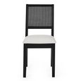 Knoxley Dining Chair - Set of 2 - Black and Cream - Rattan and Fabric