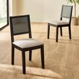Knoxley Dining Chair - Set of 2 - Black and Cream - Rattan and Fabric