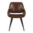 Parker Dining Chair - Set of 2 - Brown and Black - Faux Leather and Metal