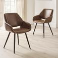 Parker Dining Chair - Set of 2 - Brown and Black - Faux Leather and Metal