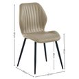 Morris Dining Chair - Set of 4 - Taupe and Black - Faux Leather and Metal