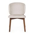 Portland Dining Chair - Set of 2 - Curved Back - Cream Chenille and Walnut - Fabric and Wood