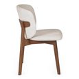 Portland Dining Chair - Set of 2 - Curved Back - Cream Chenille and Walnut - Fabric and Wood