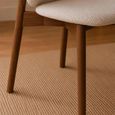 Portland Dining Chair - Set of 2 - Curved Back - Cream Chenille and Walnut - Fabric and Wood