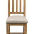 Hereford Dining Chair - Set of 2 - Slatted Back - Waxed and Taupe - Oak and Fabric