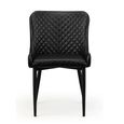 Luxe Dining Chair - Set of 2 - Curved Back - Black - Faux Leather and Metal