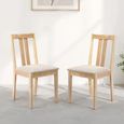 Rufford Dining Chair - Set of 2 - Natural and Beige - Wood and Fabric