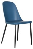 2 x Aspen Blue Plastic Duo Dining Chair with Black Metal Legs