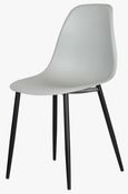 2 x Aspen Light Grey Plastic Curve Dining Chair with Black Metal Legs