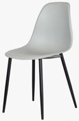 2 x Aspen Light Grey Plastic Duo Dining Chair with Black Metal Legs