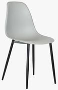 2 x Aspen Light Grey Plastic Duo Dining Chair with Black Metal Legs