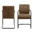 Adele Cantilever Dining Armchair - Set of 2 - Light Brown Fabric