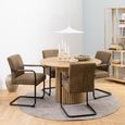 Adele Cantilever Dining Armchair - Set of 2 - Light Brown Fabric