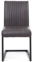 2 x Archer Grey Leather Cantilever Dining Chair