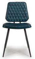Austin Dining Chair - Set of 2 - Blue Real Leather