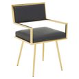 Azalea Dining Chair - Set of 2 - Black Faux Leather with Gold Metal Frame