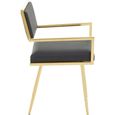 Azalea Dining Chair - Set of 2 - Black Faux Leather with Gold Metal Frame