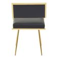Azalea Dining Chair - Set of 2 - Black Faux Leather with Gold Metal Frame