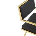 Azalea Dining Chair - Set of 2 - Black Faux Leather with Gold Metal Frame