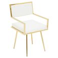 Azalea Dining Chair - Set of 2 - Ivory Faux Leather with Gold Metal Frame