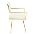Azalea Dining Chair - Set of 2 - Ivory Faux Leather with Gold Metal Frame