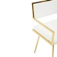 Azalea Dining Chair - Set of 2 - Ivory Faux Leather with Gold Metal Frame