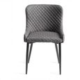 Cezanne Dining Chairs - Set of 2 - Dark Grey Faux Leather - Black Legs