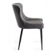 Cezanne Dining Chairs - Set of 2 - Dark Grey Faux Leather - Black Legs