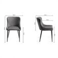 Cezanne Dining Chairs - Set of 2 - Dark Grey Faux Leather - Black Legs