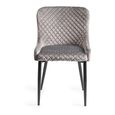 Cezanne Dining Chairs - Set of 2 - Grey Velvet - Black Legs