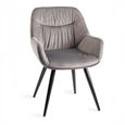 Dali Dining Chairs - Set of 2 - Grey Velvet - Black Legs