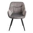 Dali Dining Chairs - Set of 2 - Grey Velvet - Black Legs