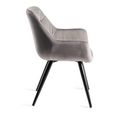 Dali Dining Chairs - Set of 2 - Grey Velvet - Black Legs