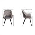 Dali Dining Chairs - Set of 2 - Grey Velvet - Black Legs
