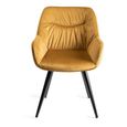 Dali Dining Chairs - Set of 2 - Mustard Velvet - Black Legs