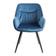 Dali Dining Chairs - Set of 2 - Petrol Blue Velvet - Black Legs