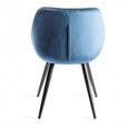 Dali Dining Chairs - Set of 2 - Petrol Blue Velvet - Black Legs