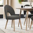 Dansk Scandi Oak Dining Chairs - Set of 2 - Upholstered - Cold Steel Fabric