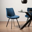 Fontana Dining Chairs - Set of 2 - Blue Velvet - Black Legs