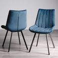 Fontana Dining Chairs - Set of 2 - Blue Velvet - Black Legs