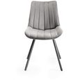 Fontana Dining Chairs - Set of 2 - Grey Velvet - Black Legs