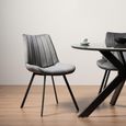 Fontana Dining Chairs - Set of 2 - Grey Velvet - Black Legs