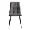 Mondrian Dining Chairs - Set of 2 - Dark Grey Faux Leather - Black Legs